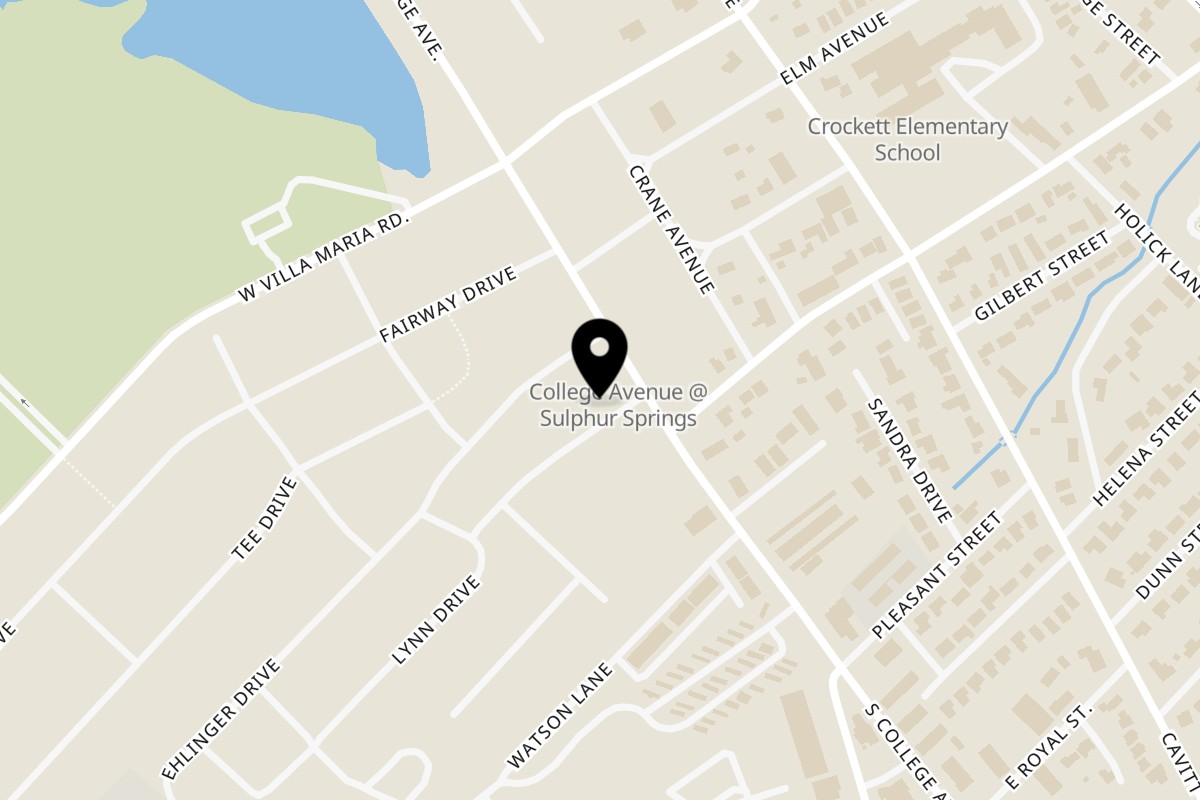 Map showing the location of Pepe's Mexican Café on 3312 S College Ave in Bryan